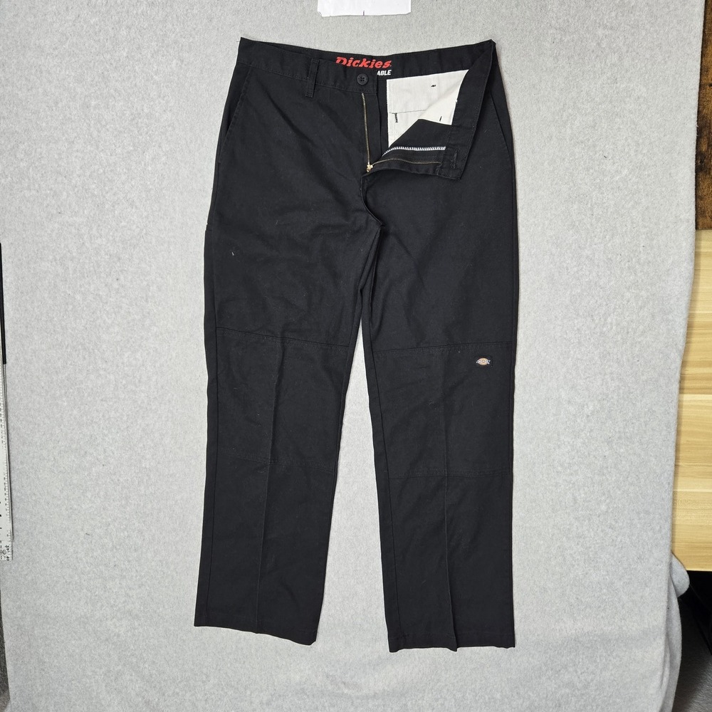 Dickies Men Pants 32 Black Chino Twill Workwear Logo 30" Inseam